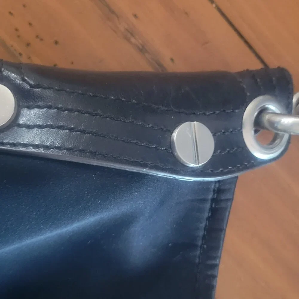 B-Makowski Black Buckled Shoulder Bag - Mixed Leather/Fabric - Picture 7 of 16